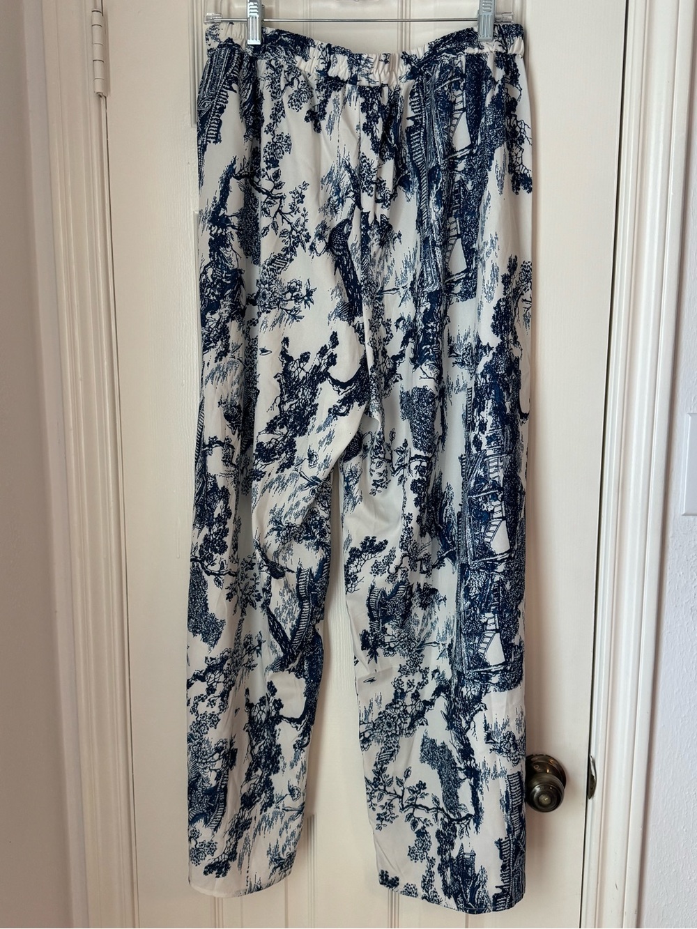 Navy & White Toile Wide-Leg Palazzo Pants - Picture 6 of 9